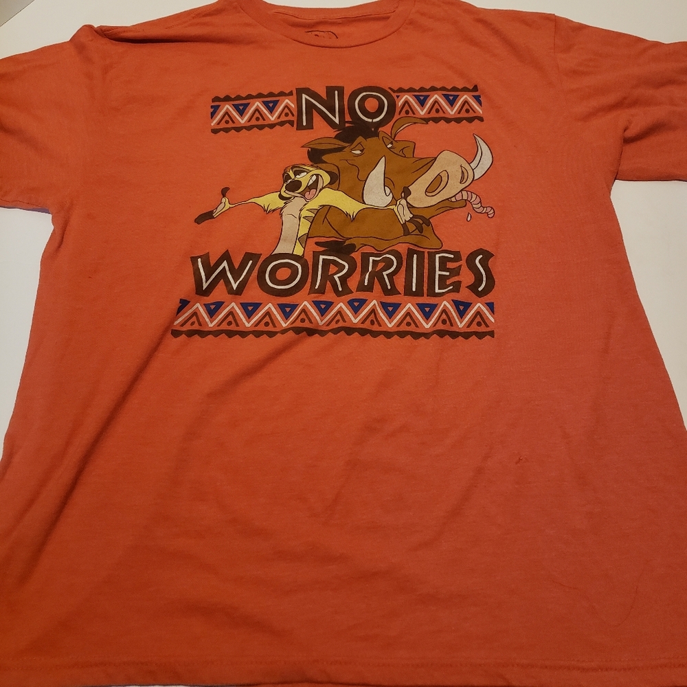 Orange Disney Lion King No Worries tee shirt size XL